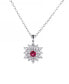 ფოტო #1 პროდუქტის Silver-Tone Ruby Accent Flower Pendant Necklace