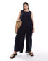 Фото #1 товара ASOS DESIGN Curve crew neck culotte romper jumpsuit in Black