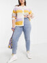 Pieces Curve Kesia high waisted Mom jeans in bleach wash