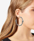 Silver-Tone Imitation Pearl and Knot Open Hoop Earrings