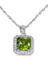 Фото #1 товара Macy's peridot (7/8 ct. t.w.) & Diamond (1/10 ct. t.w.) Halo Pendant Necklace in 14k White Gold, 16" + 2" extender