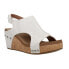 Corkys Carley Lace Studded Wedge Womens White Casual Sandals 30-5316-WHLC