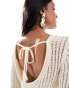 & Other Stories crochet knitted mini dress with scoop back in white