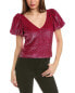 Фото #1 товара Emily Shalant Puff Sleeve Sequin Top Women's