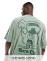 ASOS DESIGN oversized t-shirt with cartoon back print in green grün, XS - Chest 36 - фото #1