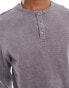 ASOS DESIGN long sleeve t-shirt with henley neck in grey with grunge back print