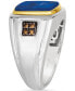 ფოტო #4 პროდუქტის Men's Lapis Lazuli & Chocolate Diamond (1/10 ct. t.w.) Ring in Sterling Silver & 14k Gold