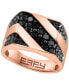 ფოტო #1 პროდუქტის EFFY® Men's Black Diamond Diagonal Ring (2 ct. t.w.) in 14k Rose Gold