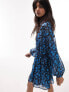 Фото #3 товара Topshop chuck on channeled button down mini dress in blue floral