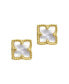 ფოტო #1 პროდუქტის Mother of Imitation Pearl Gold-Tone Flower Stud Earrings