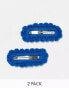 Фото #1 товара DesignB London pack of 2 crochet hair clips in blue