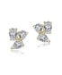 Sterling Silver Cubic Zirconia Triple Cluster Stud Earrings