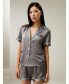 ფოტო #2 პროდუქტის Women's 22 Momme Summer Short Silk Pajama Set