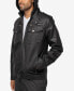 Men's Grainy Polyurethane Hooded Jacket with Faux Shearling Lining