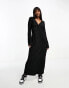 Threadbare Jadey twist front maxi dress in black