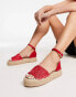 South Beach woven flatform espadrille sandal in red