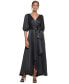 Фото #1 товара Balloon-Sleeve Faux-Wrap Gown