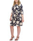 Фото #4 товара Plus Size Floral Print Tied A-Line Dress