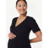 Фото #2 товара Joyspun Maternity Short Sleeve Wrap Top and Pants Pajama Set Women's S/M Black