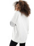 Фото #7 товара Miss Selfridge quarter zip Colorado graphic colour block sweatshirt in white and grey marl