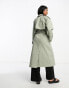 ASOS DESIGN longline trench coat in light khaki US 14 - фото #4