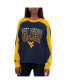 ფოტო #1 პროდუქტის Women's Navy, Gold West Virginia Mountaineers Smash Oversized Long Sleeve T-shirt