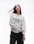 Topshop graphic rubberised studio est 2004 oversized sweat in grey marl