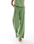 Фото #5 товара Abercrombie & Fitch Sloane co-ord linen blend wide leg trouser in green