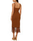 Фото #2 товара Women's Knit Fringe-Trim Midi Dress