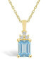 ფოტო #1 პროდუქტის Aquamarine (1-3/8 Ct. T.W.) and Diamond (1/10 Ct. T.W.) Pendant Necklace in 14K Yellow Gold