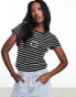 ASOS Weekend Collective baby tee with logo in chenille stripe