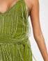 ASOS DESIGN embellished fringe mini dress with tie waist detail in lime