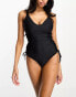 ASOS DESIGN Fuller Bust plunge swimsuit with lace up side detail in black EU 75J - фото #8