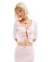 Labelrail x Olivia Grace Herring bow front pointelle baby cardigan co-ord in pink Розовый, 44 - фото #1