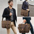 Фото #14 товара NUBILY Briefcase Men's Shoulder Bag Leather Canvas Work Bag Shoulder Bag for Men, Laptop Bag Messenger Bag for 15.6 Inch Laptop