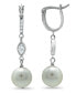 Imitation Pearl Cubic Zirconia Art Deco Linear Earrings Crafted in Silver Plate
