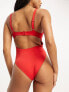 Фото #2 товара ASOS DESIGN Fuller Bust underwired mesh cupped swimsuit in red
