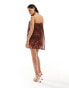 Фото #4 товара ASOS DESIGN mesh bandeau mini dress in brown animal print