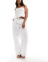 Pull&Bear drawstring hem relaxed poplin trouser in white