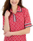 ფოტო #3 პროდუქტის Women's Circle-Link Short-Sleeve Polo Top