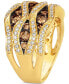 ფოტო #6 პროდუქტის Chocolatier® Chocolate Diamond (1-1/3 ct. t.w.) & Vanilla Diamond (1/2 ct. t.w.) Wavy Statement Ring in 14k Gold