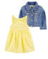 Фото #1 товара Baby 2-Piece Denim Jacket & Eyelet Babydoll Dress Set 3M