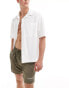 Pull&Bear boxy fit revere neck shirt in white