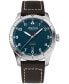 ფოტო #1 პროდუქტის Men's Swiss Automatic Startimer Black Leather Strap Watch 41mm