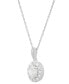 Фото #3 товара Macy's diamond Oval Halo 18" Pendant Necklace (1/2 ct. tw.) in 14k White Gold