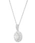 ფოტო #3 პროდუქტის Diamond Oval Halo 18" Pendant Necklace (1/2 ct. tw.) in 14k White Gold