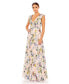 Фото #2 товара Women's Pleated Floral Cap Sleeve A Line Gown