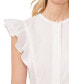 Women's Solid Flutter Sleeve Covered Placket Blouse