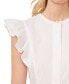 ფოტო #3 პროდუქტის Women's Solid Flutter Sleeve Covered Placket Blouse