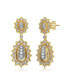 White Gold and 14K Gold Plated Sunny Array Cubic Zirconia Drop Earrings